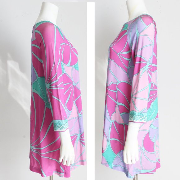 Averardo Bessi Dress Silk Jersey Abstract Leaf Print - Picture 4 of 9